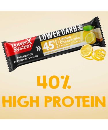 Power System Lower Carb Bar Lemon Cheesecake - 45% Protein Low Sugar High Protein Snack | 28x40g - Best Low Carb eCommerce Treat - Buy Online on GoSupps.com