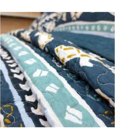 Bohemia Cotton Quilt Set 3PCS Quilted Double Blanket on Bed King Queen Size Bedspread on The Bed Coverlet Sets Soft (Blue King) - Buy Online on GoSupps.com