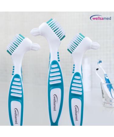 Buy Wellsamed Denture Toothbrush - Pack of 3 Green | Best Denture Brush for Third Teeth - Buy Online on GoSupps.com