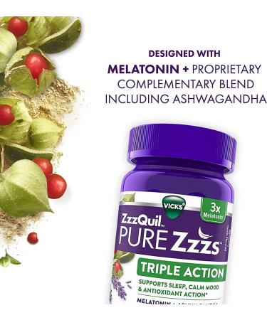 ZzzQuil PURE Zzzs Triple Action Melatonin Gummies - 60 Count - Buy Online on GoSupps.com