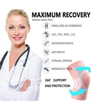 Buy X-Large Pink Knee Support Brace for Women - Compression Sleeves for Joint Pain Relief Arthritis Injury Recovery | Ideal for Jogging & Sports - Buy Online on GoSupps.com