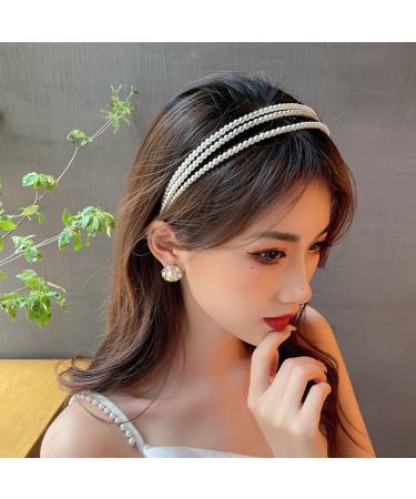 KIMUWHI 3 Rows White Pearl Headband - Bridal Hair Accessory for Women & Girls - Buy Online on GoSupps.com
