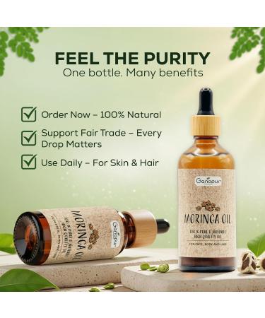 Panda BVBA Moringa Oil AntiAging Highest Quality 100 Natural & Cold Pressed Hydration & Shine for Face Skin and Hair 100 ml - Buy Online on GoSupps.com