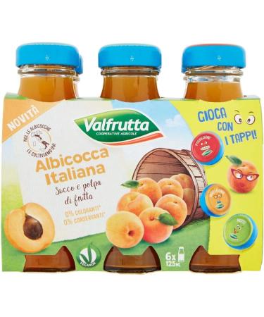 Valfrutta Succhi di Frutta Albicocca Lot de 24 jus de fruits avec abricots italiens boisson sans alcool 125 ml + 1 bo te de th glac San Benedetto au citron sans sucre 330 ml - Buy Online on GoSupps.com