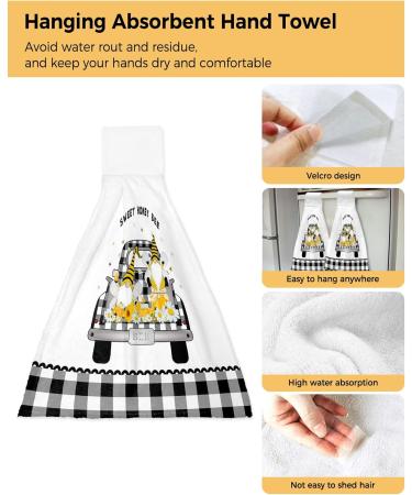 Farmhouse Gnome Honeybee on Truck Country Plaid Hand Towels - Set of 2 | Absorbent Kitchen and Bathroom Towels | Durable Hanging Washing Cloths for Home Cleaning Decor - Buy Online on GoSupps.com