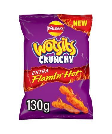 Wotsits Crunchy Extra Flamin' Hot Sharing Bag 130g 130 g (Pack of 1)