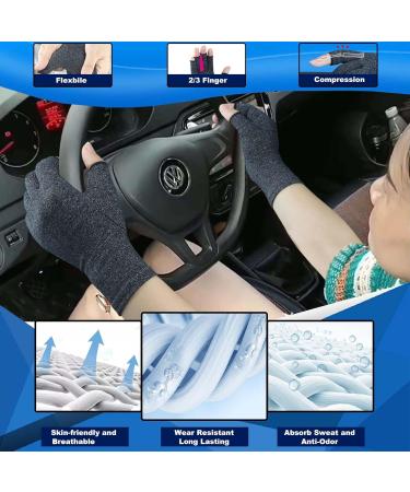 2 Pairs Fingerless Arthritis Gloves for Men & Women | Pain Relief for Carpal Tunnel Rheumatoid & Osteoarthritis - Support for Typing (Small Black1+Pure Black1 - Buy Online on GoSupps.com