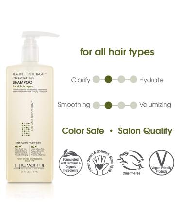 GIOVANNI Tea Tree Triple Treat Shampoo 24 oz - Sulfate & Paraben Free, Cooling Peppermint & Eucalyptus for Dry Scalp Relief - Buy Online on GoSupps.com