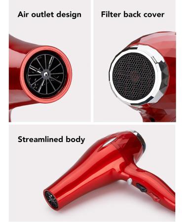 Professional Hair Dryer 1800w Low Noise Fast Drying Stylish Portable Adjustable Settings for Customized Experience (Chinese Red) US Plug 110V Chinese Red - Buy Online on GoSupps.com
