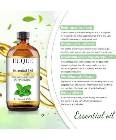 Peppermint essential oil (4 oz/118 ml) Pure Essential Oil - with Glass Dropper Great for Aromatherapy Diffuser Candle Making - Buy Online on GoSupps.com