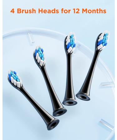 Bitvae Smart S2 Black Toothbrush Replacement Heads - 4 Pack - Buy Online on GoSupps.com