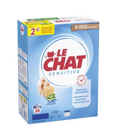 Le Chat - Sensitive Detergent Powder Respects Sensitive Skin - Developed with Dermatologists - Effective Even in Cold M