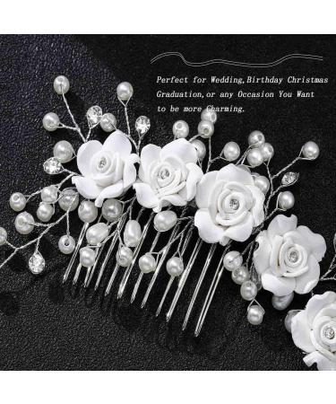 Foyte Hair Comb Pearl & Alloy Silver Women's Bridal Hair Accessories for Wedding Party - Buy Online on GoSupps.com
