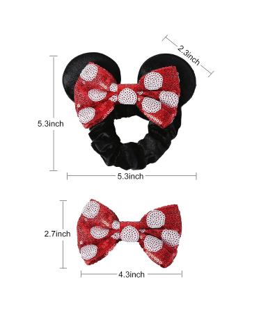 Mouse Ears Hair Clips & Scrunchies Set | Red Polka Dot Hair Bows for Women & Girls | Costume Accessories & Party Decorations - Buy Online on GoSupps.com
