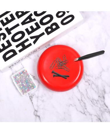 Magnetic Pin Cushion with 200 Sewing Pins | Round Plastic Magnetic Holder for Needles, Push Pins, Bobby Pins - Red - Buy Online on GoSupps.com