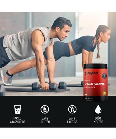 L-GLUTAMINE Powder 600 g 5000 mg High Dosed 100% Pure Bioactive Glutamine Essential Amino Acid Neutral Taste Vegan No Additives and Laboratory Tested Premium Quality gloryfeel - Buy Online on GoSupps.com