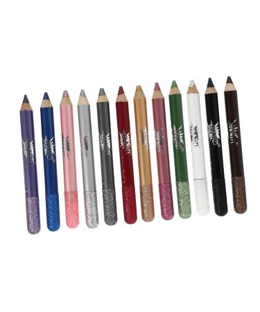 MUSISALY 12pcs Pearlescent Eyeshadow Pencil Eyebrow Pencil Makeup Liner Pencil Makeup Eyeliner Wood