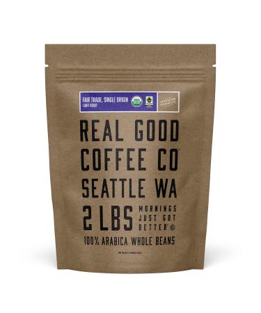 Real Good Coffee Company - Whole Bean Coffee - Organic Single Origin Light Roast Coffee Beans - 2 Pound Bag - 100% Whole Arabica Beans - Grind at Home Brew How You Like Guatemalan Light 2 pounds (Pack of 1)
