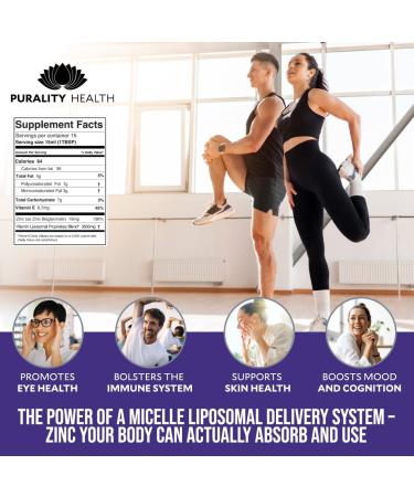 Liposomal Zinc Purality Health 15mg of Zinc per Serving Liquid Zinc Blueberry Flavor Vegan Gluten-Free 15 Day Supply - Buy Online on GoSupps.com