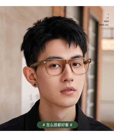 Pin Temple Square TR90 Blue Light Blocking Glasses for Men & Women | Anti UV Computer & Reading Glasses | Champagne 51mm - Buy Online on GoSupps.com