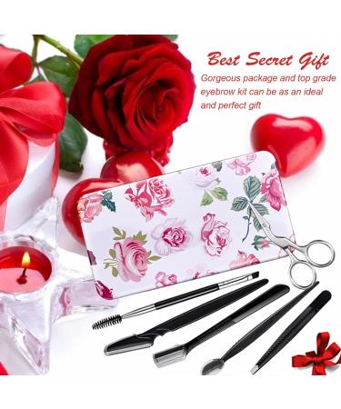Fitdon Eyebrow Set: Stainless Steel Tweezers Scissors Brush & Razors | 6-Piece Grooming Kit for Perfect Eyebrows - Buy Online on GoSupps.com