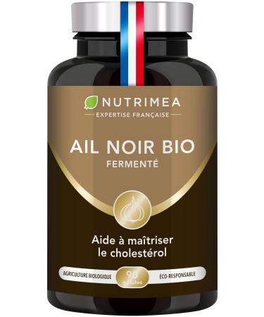 Organic Fermented Black Garlic - Organic Extract Standardized in S-allyl-Cysteine - Supports Blood Circulation Natural Antioxidant - 250 mg - 90 Vegan Capsules - Nutrimea - Made in France