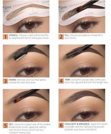 LXZJJM 9-in-1 Eyebrow Powder Palette Waterproof and Sweat-proof Eyebrow Stamp Kit for Natural Brow Contouring and Shaping Includes Mirror Dual-Ended Brow Brush 10 Brow Stencils Brow Scissors - Buy Online on GoSupps.com