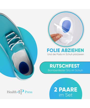 Buy Original Health Press Heel Pillow - Gel Insoles for Comfort - 2 Pair Silicone Heel Cushions for Men - Blue Professional Shoe Inserts - Buy Online on GoSupps.com