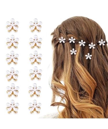12 PCS Small Pearl Hair Claw Clips Cute Flower Mini Hair Clips Wedding Hairpins Hair Accessories for Women Girls