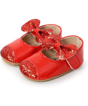 RVROVIC Baby Girl Moccasins - Princess Sparkly Soft Sole Prewalker Shoes (Red, 0-6 Months) - Buy Online on GoSupps.com