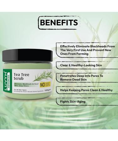 Tea Tree Skin Clearing Face Scrub & Moisturizer Cream - Deep Cleansing Exfoliator for Blackheads & Tan Removal | 100g - Perfect for Men & Women - Buy Online on GoSupps.com