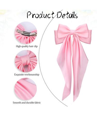 Large Hair Bows for Women 3 PCS Silky Satin Ribbon Bow Hair Clips Oversized Soft Long Tail Vintage Hair Slides Barrettes with Metal Clips Big Elegant Princess Bowknot Hair Accessories Gift for Girls Red & Pink & Rose Pink - Buy Online on GoSupps.com