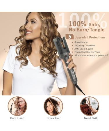 Pretfy Automatic Curling Iron - 1 Inch Ceramic Ionic Auto Hair Curler with LCD Display 4 Temperature Settings Anti-Scald & Auto Shut-Off - Fast Heating for Effortless Hair Styling - Buy Online on GoSupps.com