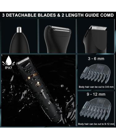 SCTTOMON 3-in-1 Waterproof Men's Body Razor & Ball Trimmer - Wireless Inguinal & Nose Hair Groomer - Buy Online on GoSupps.com