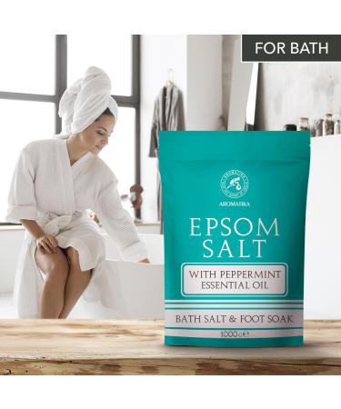 Epsom Bath Salt 35 Oz with Peppermint Essential Oil | 100% Pure Magnesium Sulphate Crystals for Skin Care & Relaxation - International Shipping - Buy Online on GoSupps.com