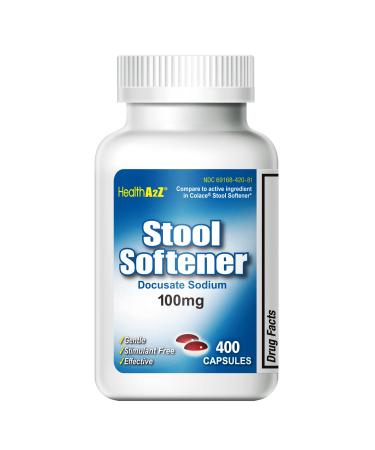 HealthA2Z Stool Softener 400 Counts | Docusate Sodium 100mg | Red & White | Dependable, Gentle Constipation Relief
