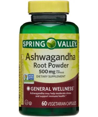 4 TOP CARE Ashwagandha Root Powder General Wellness Dietary Supplement Vegetarian Capsules 500 mg 60 Count