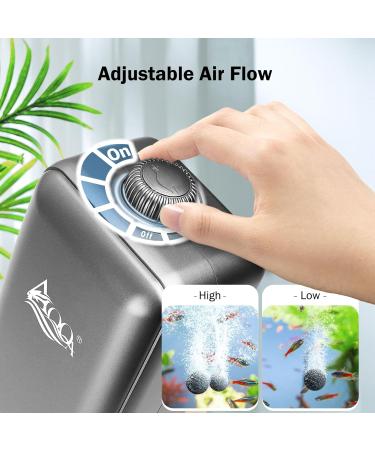 AQQA Aquarium Air Pump - Ultra Quiet 35dB Oxygen Pump for 50-450L Aquariums | Complete Accessory Kit - Buy Online on GoSupps.com