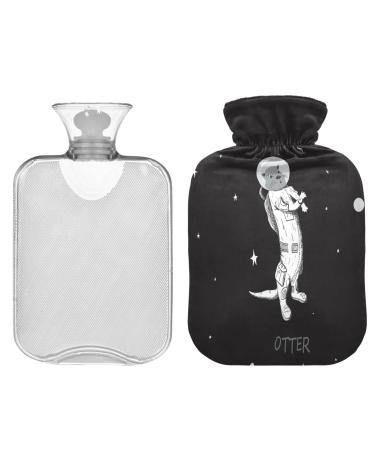 Zzxx astronaut otter hot water bottle Cold water bottle with fleece train 1 liter PVC heat bag for the neck shoulder pain hand feet warmer and heating press and cold therapy