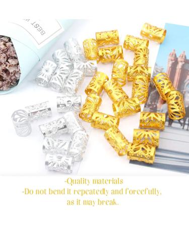 Huayue 200 Pcs Dreadlocks Pearl Metal Hair Cuffs & Clips - Vintage Braid Jewelry in Gold & Silver - Buy Online on GoSupps.com