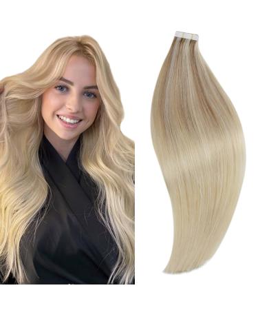 Runature real hair Extensions tape balayage blond 20 pieces 50cm remy tape extensions real hair blonde smooth tape in extensions real hair 50g #18/20 ash blonde with medium blonde and platinum blonde 50.8 cm #18/26 - Buy Online on GoSupps.com