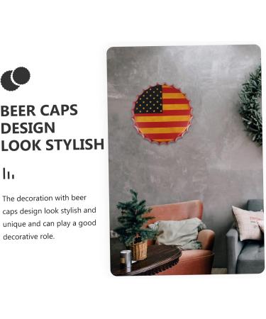 Mikinona American Flags Beer Cap Pendant Us Flag Memorial Day Hanging Decor Tin Wall Iron Craft European and American Wreath 36X36X4CM American Flag Pattern - Buy Online on GoSupps.com