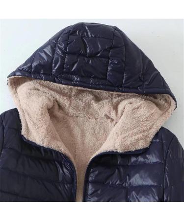 Hanxiulin Oversized Plush Jacket for Women | Warm Lined Fleece Winter Coat with Hood - Cuddly Comfort in Marine XL - Buy Online on GoSupps.com