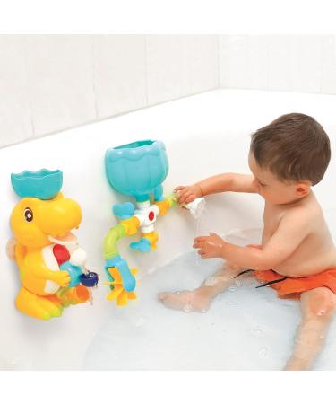 LUDI - Dino Bath Set - 1 Buildable Water Circuit 1 Large Dinosaur 1 Baby Dino Sprinkler - Suction Cup Baby Bath Toy - Modul - Buy Online on GoSupps.com