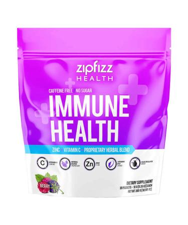 Zipfizz Immune Health Caffeine Free Berry 30 Packets 0.35 oz (10 g) Each