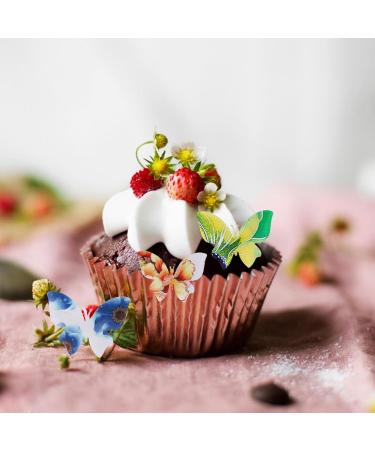 Butterfly Cupcake Decoration Wooauto Pre-Cut Beautiful Butterflies Edible Wafer Rice Paper Cupcake Cake Dessert Toppers Wedding Anniversary Birthday Party Cupcake Decoration One Size Type 1 - Buy Online on GoSupps.com