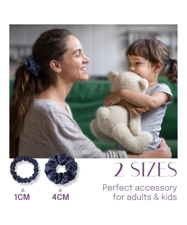 Shop Olesilk 3-Set 100% Silk Hair Ties - Navy Blue Scrunchies & Elastic Bands for Luxurious Hair Care - Buy Online on GoSupps.com