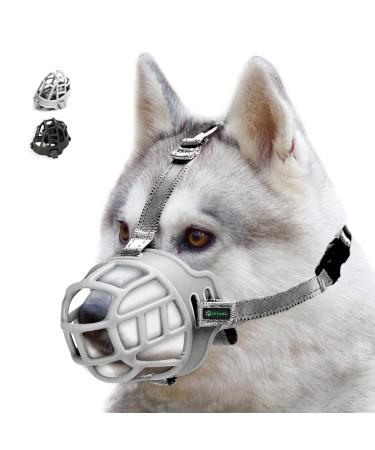 Ilepark basket muzzle for dogs silicone basket dog muzzle breathable all-round cover of the and adjustable carrier prevents barking biting and chewing.(Size 3 gray) size 3 gray