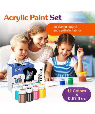 7 Artists Premium Fabric Paint Set - 12 Colors x 0.67 fl oz | Permanent Textile Paint Kit for Shoes & Clothes - Non-Toxic, Ideal for Beginners & Artists - Buy Online on GoSupps.com