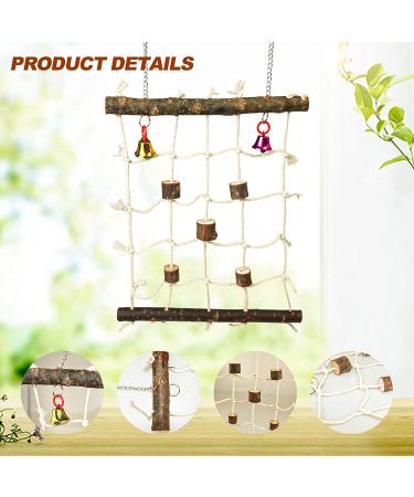 Parrot Climbing Ladder Swing Toy for Bird Cage - Chewable Wooden Perch Stand for Parrot, Conure, Finch, Cockatoo - Hanging Rope Swing for Budgie, Lovebird, Parakeets - H01 - Buy Online on GoSupps.com